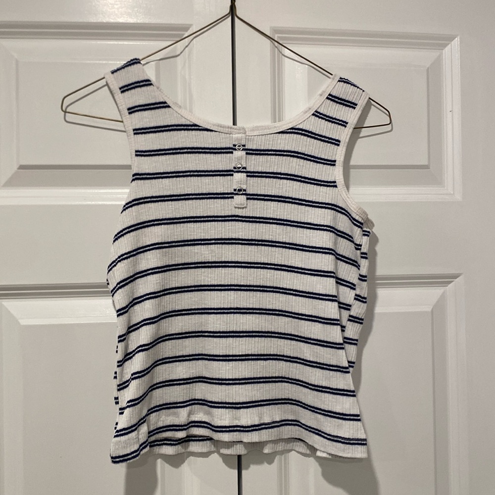 Navy and white striped tank top